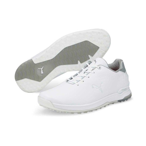 Puma ProAdapt AlphaCat Leather Golf-Schuh Herren | white-silver