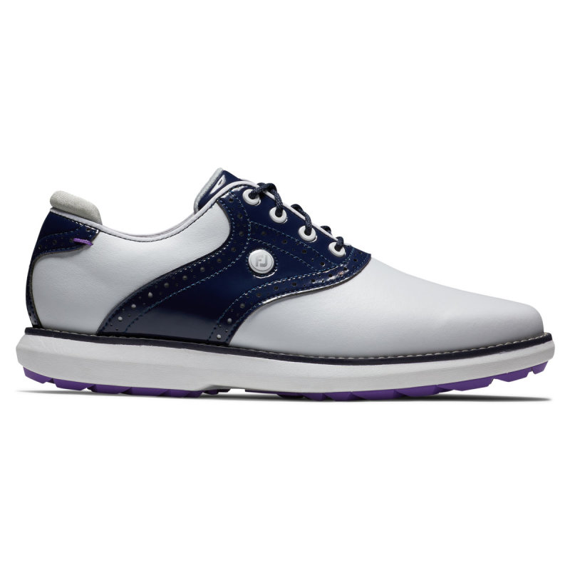 FootJoy Traditions Spikeless Golf-Schuh Damen | white-navy, lila EU 40,5 Medium
