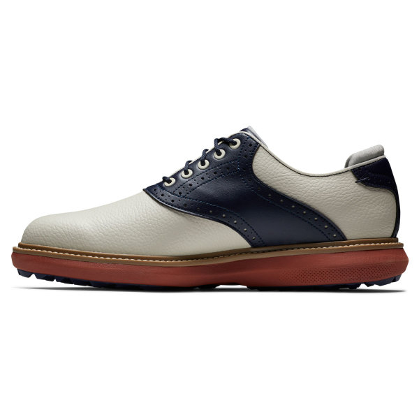 FootJoy Traditions Spikeless Golf-Schuh Herren Medium | tan-navy, rot