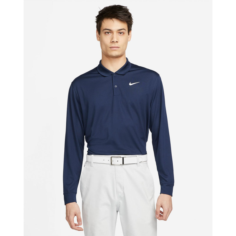 Nike Dri-FIT Victory Long-Sleeve Golf-Polo Herren | college navy-white XL
