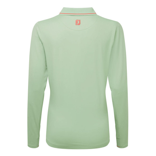 FootJoy Thermal LS Solid Poloshirt Damen | sage-peach tipping