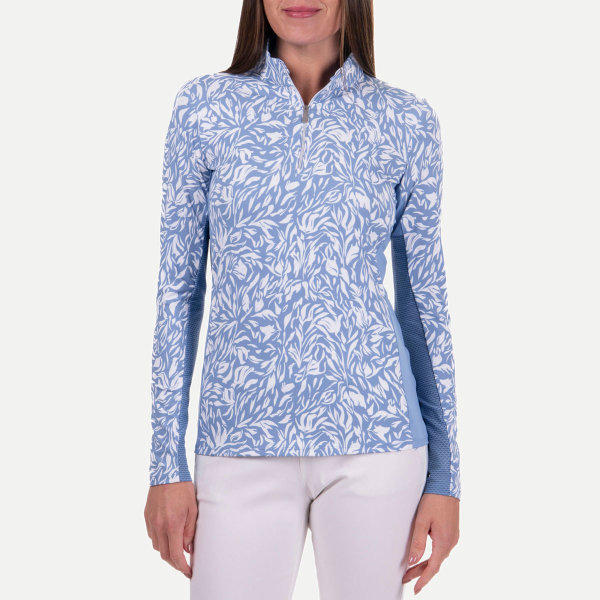 KJUS Sunshine Printed Half-Zip Pullover Damen | calm blue-white