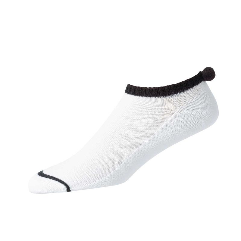FootJoy ProDry Lightweight Pom Pom Golf-Socken Damen | weiß-schwarz EU 36,5 - 40,5
