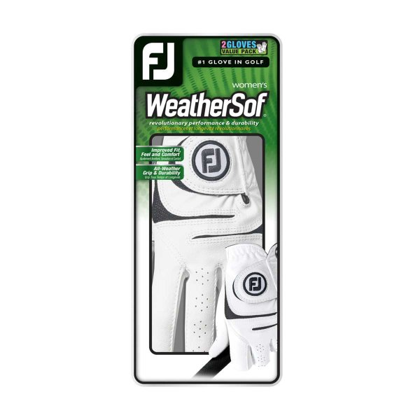 FootJoy WeatherSof 2er-Pack Golf-Handschuhe Damen | LH wei&szlig; M